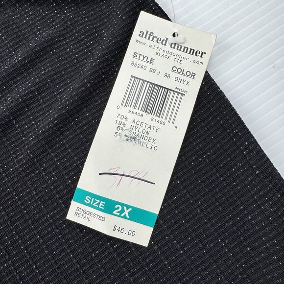 Alfred Dunner Woman 2X Black Metallic Shimmer Short Sleeve Top NWT Holiday - Picture 8 of 8